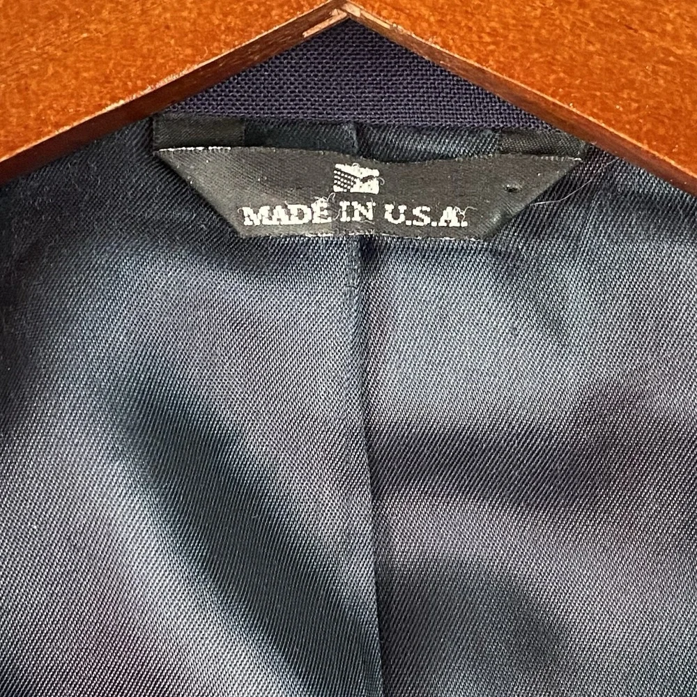 Ralph Lauren Mens Wool Blazer‎ 46R Navy Gold Buttons USA Vintage Preppy Chaps